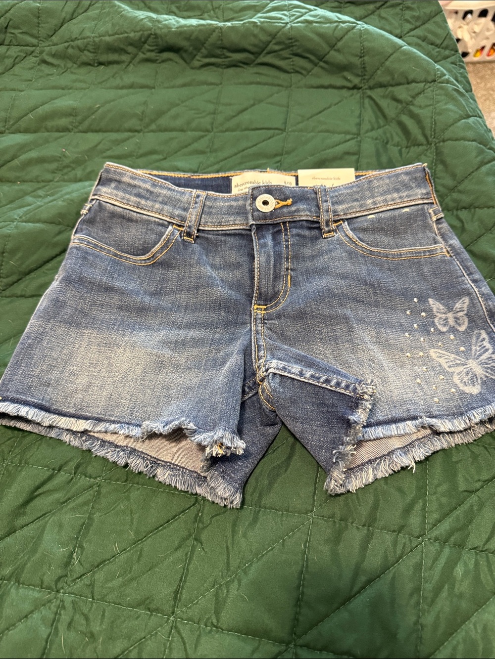 Children’s Abercrombie & Fitch Blue Denim Cutoff Shorts with Butterfly Detail